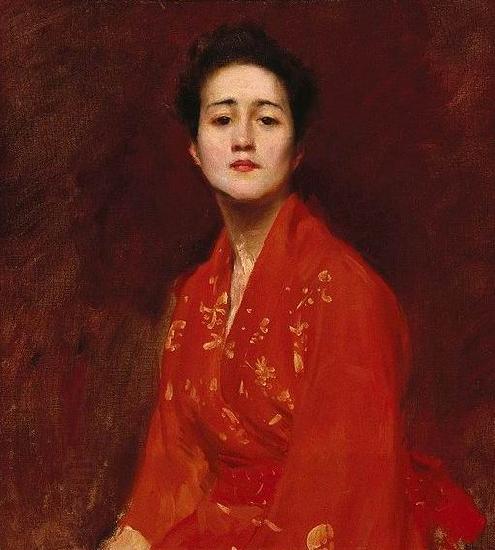 William Merrit Chase Study of a Girl in Japanese Dress China oil painting art